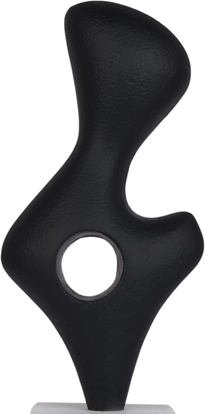 Cruiser’s Caché Modern Abstract Sculpture, Artisan-Made Cast Aluminum with Black Anthracite Finish, Natural Marble Base, 11.75"