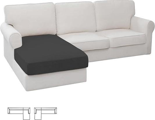 Easy-Going Stretch Sectional Couch Covers 1 Piece Chaise Lounge Slipcover L Shape Separate Cushion Couch Seat Chaise Cover for Both Left/Right Sectional Couch Dark Gray