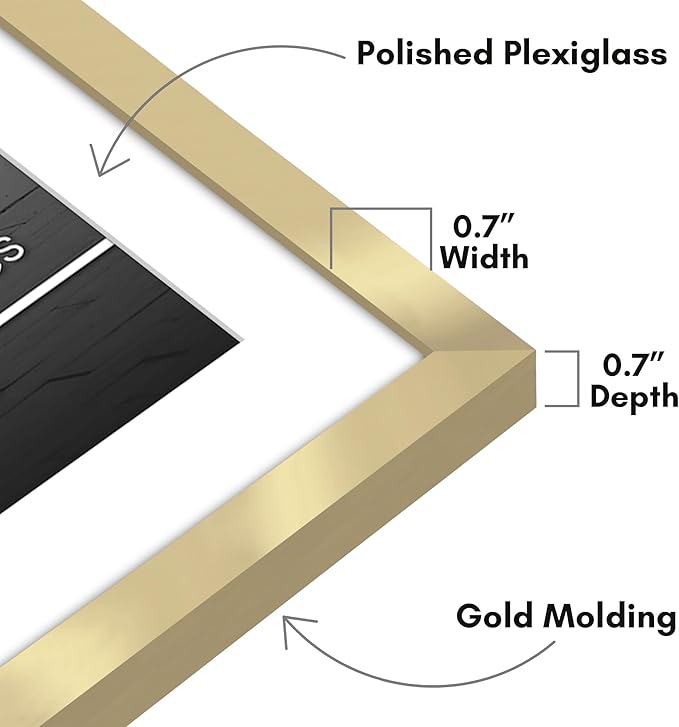 Americanflat 28x40 Poster Frame with Polished Plexiglass - Use as 24x36 Frame with Mat or Display 28x40 Photo Without Mat - Streamline Collection - Thin Border Picture Frames for Wall - Gold