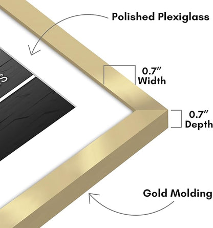 Americanflat 28x40 Poster Frame with Polished Plexiglass - Use as 24x36 Frame with Mat or Display 28x40 Photo Without Mat - Streamline Collection - Thin Border Picture Frames for Wall - Gold
