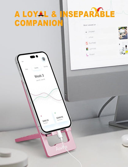 Ultra - Thin Portable Phone Stand: Foldable & Space - Saving, Fits 3.7-7 inch Devices, Pink
