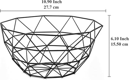 HOMQUEN Fruit Basket, Fruit Bowl, Metal Wire Fruit Basket for kitchen, Fruit Bowl for Kitchen Counter, Basket for Fruits, Vegetables, Breads, Snacks, Kitchen Gadgets (Square Tall, Black)