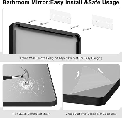 Bathroom Mirrors for Over Sink,55x30Inch Vanity Mirrors for Wall,Black Metal Frame Rectangle Mirrors for Bathroom Farmhouse,Restroom,Hangs Horizontally or Vertically