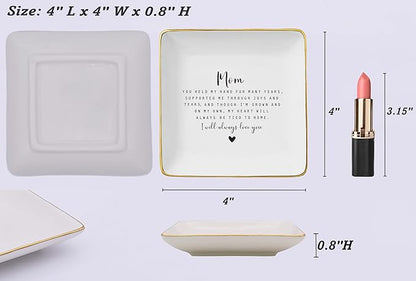 Mother of the Bride Gifts from Bride,Bridal Shower Gift for Mother,Wedding Present for Mom from Daughter-Thank You Present for Mom-I Will Always Love You-Ceramic Jewelry Tray Trinket Holder Ring Dish