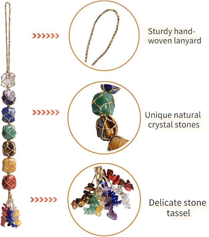 Handmade Hanging Ornaments Colorful Thread 7 Chakra Stones for Home Decoration Feng Shui Ornament