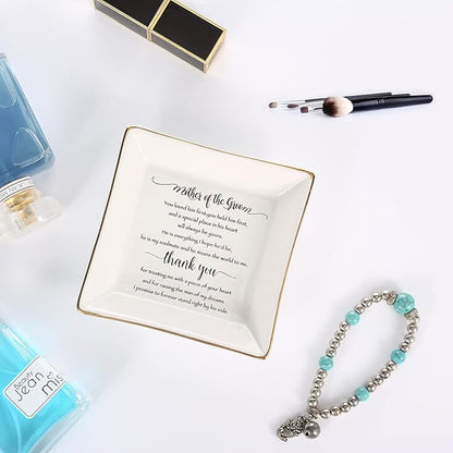 Gifts for Mother of the Groom From Bride,You Loved Him First,You Held Him First Thank You Gift for New Mom-Ceramic Jewelry Tray Trinket Dish for Women,Bridal Shower Gifts,Wedding Gifts,Mother in Law Unique Birthday Gift