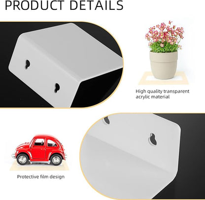 Acrylic Small Adhesive Wall Shelves,Mini Floating Shelves,Acrylic Display Shelves,Ledges for Pop Figures,Plant,Picture Photo Modern Wall for Bedroom Decor Living Room
