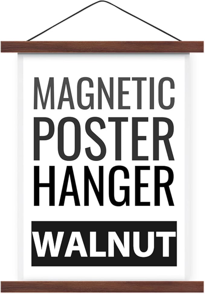 HONKKI Magnetic Poster Hanger Frame for 11x17 11x15 11x11 Movie Music Posters Wall Art,Walnut Wood Picture Frames for Canvas Diamond Map Decor, Living Room Calendar Banner Tapestry Photo Hanging Stand
