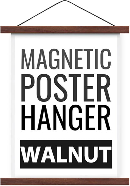 HONKKI Magnetic Poster Hanger Frame for 11x17 11x15 11x11 Movie Music Posters Wall Art,Walnut Wood Picture Frames for Canvas Diamond Map Decor, Living Room Calendar Banner Tapestry Photo Hanging Stand