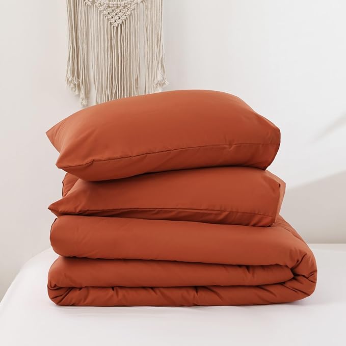 ROSGONIA Oversized King Comforter 128x120, 3pcs Super King Plus (1 Burnt Orange Comforter & 2 Pillowcases Lightweight Bedding Set Quilt