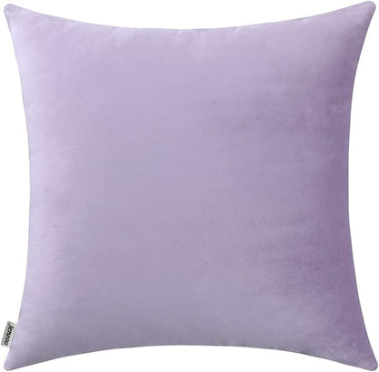 Jeneoo Comfy Soft Thick Velvet Throw Pillow Covers for Sofa Couch, Decorative Solid Square Cushion Cases for Bedroom Car (Lavender, 24 x 24 Inches, 1 Pieces)