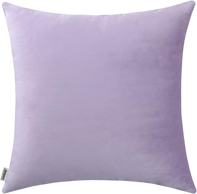 Jeneoo Set of 1 Decorative Throw Pillow Covers Soft Velvet Comfy Solid Square Couch Cushion Cover Decor (Lavender, 26 x 26 Inches)