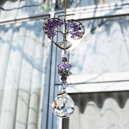 H&D HYALINE & DORA Sun Catcher Crystal Tree of Life Rainbow Maker Drops Hang for Window, Home Decor, Car Charms
