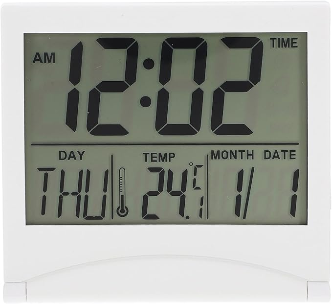 Mobestech Digital Alarm Clock for Desk with Display Compact Foldable Travel Clock Stylish Bedroom Alarm with Read Screen Sleek Minimalist Design for Office and Home Use