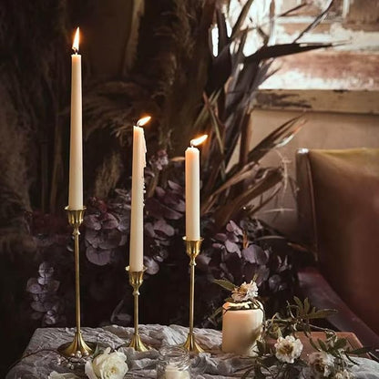 Candlestick Holders, Taper Candle Holders Set of 6, Vintage Candle Holder Decor for Table Centerpiece, Fireplace Mantel, Weddings & Housewarming (Brass Gold, 6 pcs)