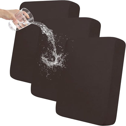 Easy-Going 100% Waterproof Chair Sofa Seat Cushion Slipcovers Couch Cushion Cover Stretch Furniture Protector for Kids, Pets (3-Piece Sofa Cushion, Chocolate)