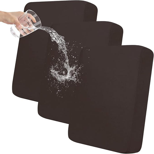 Easy-Going 100% Waterproof Chair Sofa Seat Cushion Slipcovers Couch Cushion Cover Stretch Furniture Protector for Kids, Pets (3-Piece Sofa Cushion, Chocolate)