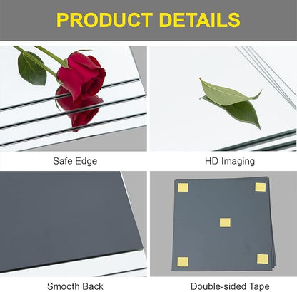 Ruomeng Full Length Wall Mirror Tiles - 10" x 10" x 8Pcs Frameless Full Body Mirror Tiles Wall Mounted Mirror for Home Gym Vanity Bedroom, Living Room