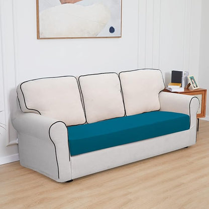 Easy-Going 100% Waterproof Sofa Seat Cushion Slipcovers Couch Cushion Cover Stretch Furniture Protector for Kids, Pets (Sofa Cushion, Peacock Blue)