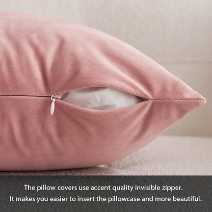 MIULEE Velvet Throw Pillow Covers 12x20 Inch, Pack of 2 - Dusty Pink, Soft Solid Lumbar Decorative Pillow Covers Modern Luxury Home Decor for Spring Couch Sofa Bedroom Livingroom