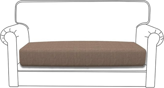 Easy-Going Stretch Loveseat Cushion Cover Sofa Cushion Furniture Protector Sofa Seat Sofa Slipcover Sofa Cover Soft Flexibility with Elastic Bottom(Loveseat Cushion, Camel)