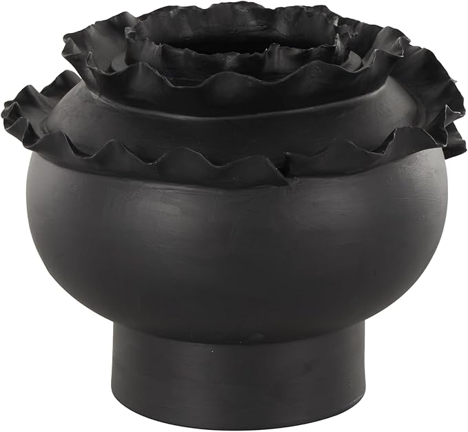 Deco 79 Ceramic Abstract Decorative Vase Floral Inspired Centerpiece Vase, Flower Vase for Home Decoration 12" x 12" x 9", Black