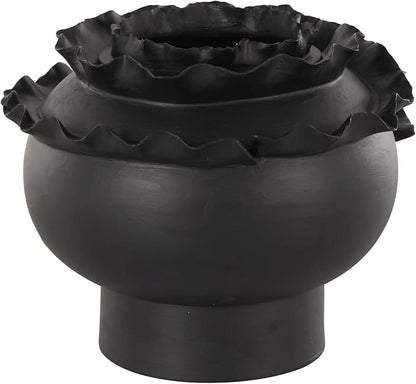 Deco 79 Ceramic Abstract Decorative Vase Floral Inspired Centerpiece Vase, Flower Vase for Home Decoration 12" x 12" x 9", Black