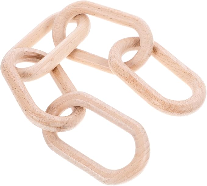 SHINEOFI Wood Chain Link Decor Minimalist Ornament for Decoration Rustic Pine Design for Shelves and Dining Tables Unique Interlocking Knot Style