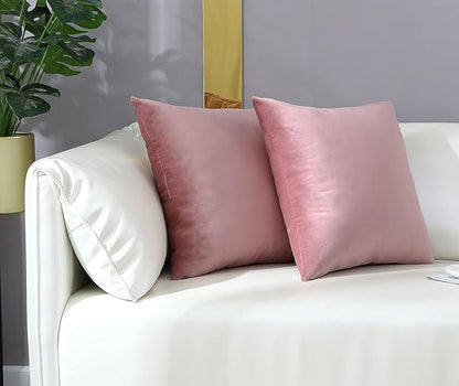 mixeoo Dusty Rose Velvet Throw Pillow Covers 20x20 Inch Set of 2, Super Soft Thick Decorative Square Cushion Cases for Living Room Sofa Couch Decor