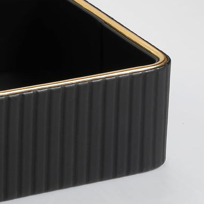 Desk Organizer Tray, PU Leather Valet Tray Nightstand Organizer Cologne Perfume Trays for Men Women, Decorative Vanity Trays Key Bowl Trinket Dish (Black, 9.5" x 6" x 2.2")