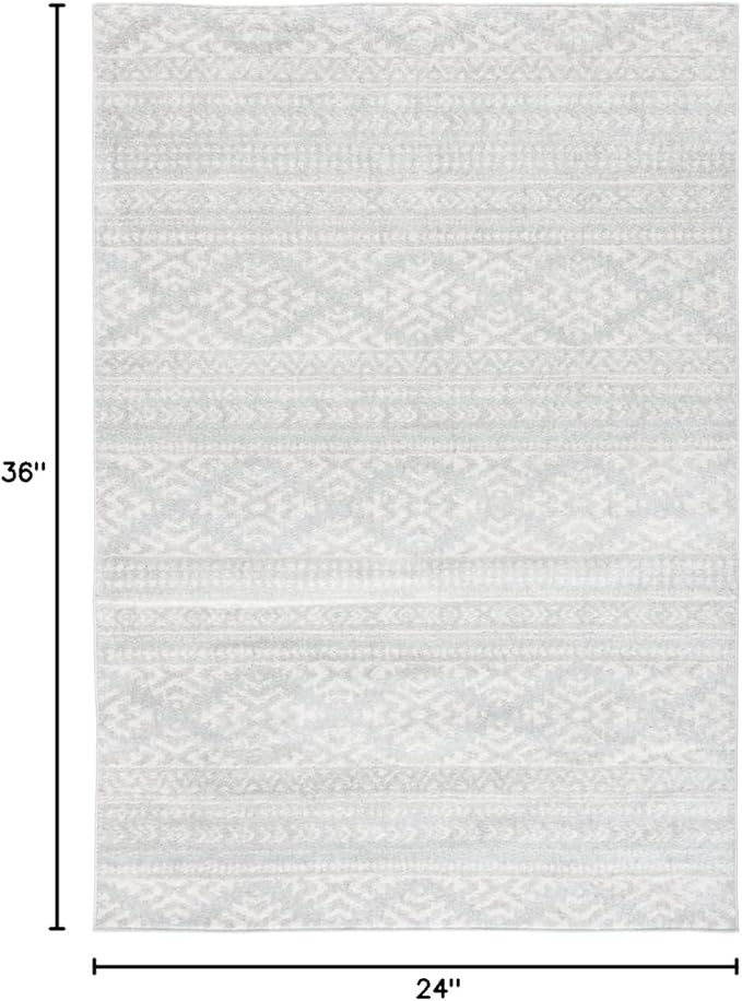 SAFAVIEH Tulum Collection Accent Rug - 2' x 3', Light Grey & Ivory, Moroccan Boho Tribal Design, Non-Shedding & Easy to Clean, Ideal for Front Door, Kitchen, Entryway, Foyer (TUL272F)