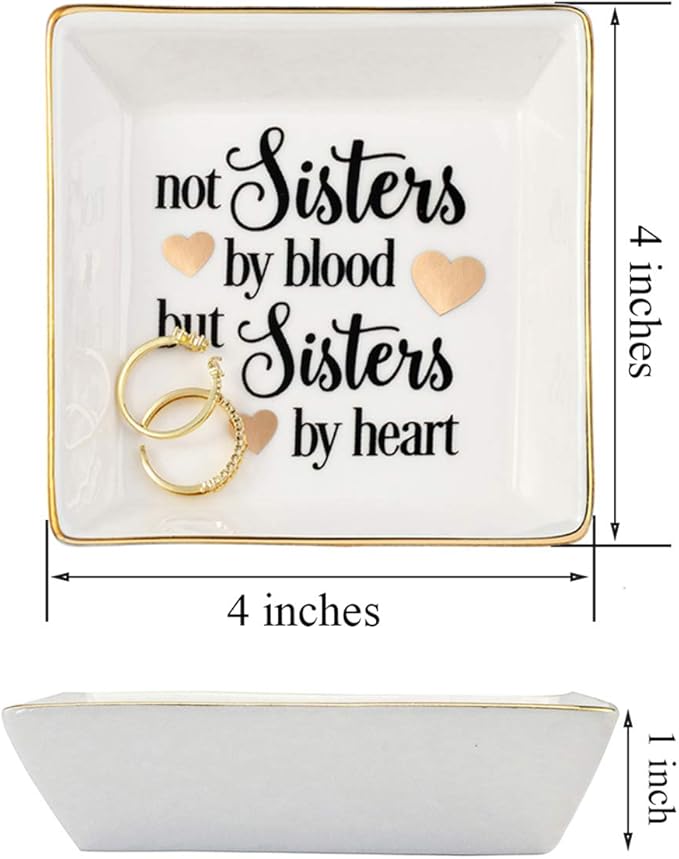 JoycuFF Friend Gifts for Women Marble Ceramic Ring Dish Trinket Tray-Gifts for Best Friend Birthday Christmas
