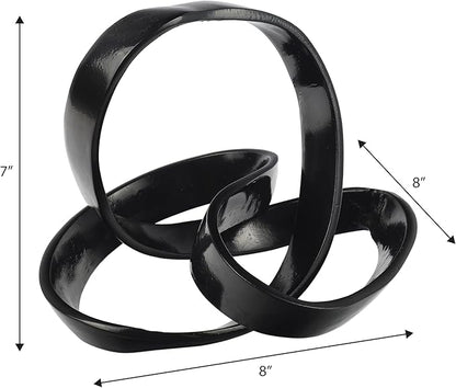 JONATHAN Y DEC1000E Chamberlain 7" Aluminum Abstract Knot Decorative Sculpture Home Decor for Office, Bedroom, Living Room, Shelves & Coffee Tables, Black