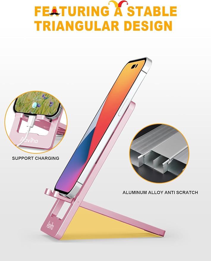 Ultra - Thin Portable Phone Stand: Foldable & Space - Saving, Fits 3.7-7 inch Devices, Pink