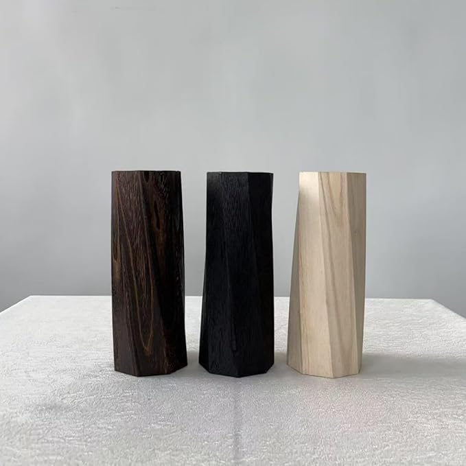 Handcrafted Natural Wood Vase | Eco-Friendly Home Decor | Unbreakable Rustic Flower Vase for DIY Painting | 9.5" Wooden Decorative (vase Brown)