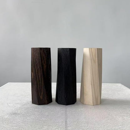 Handcrafted Natural Wood Vase | Eco-Friendly Home Decor | Unbreakable Rustic Flower Vase for DIY Painting | 9.5" Wooden Decorative (vase Brown)