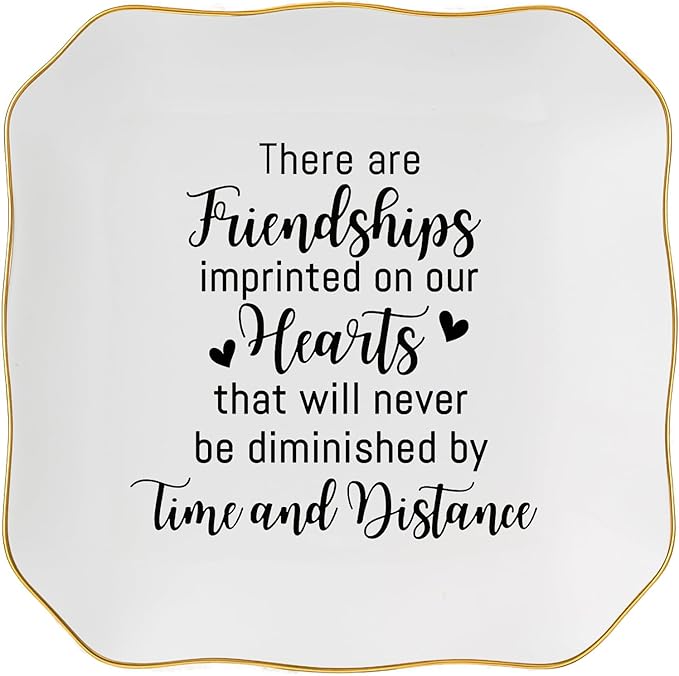 Friendship Gifts for Women Jewelry Dish Ring Trinket Tray - There Are Friendships Imprinted on Our Hearts... Unique Birthday Gift for Best Friends Christmas Valentine's Mother's Day