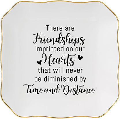 Friendship Gifts for Women Jewelry Dish Ring Trinket Tray - There Are Friendships Imprinted on Our Hearts... Unique Birthday Gift for Best Friends Christmas Valentine's Mother's Day