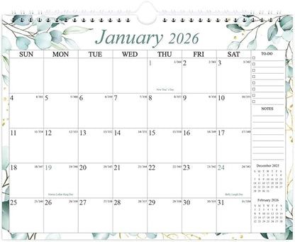 Calendar 2026-12 Months Wall Calendar from January 2026 to December 2026, 2026 Wall Hanging Calendar Planner with Thick Paper, 8.5" x 11", Teal Leaf