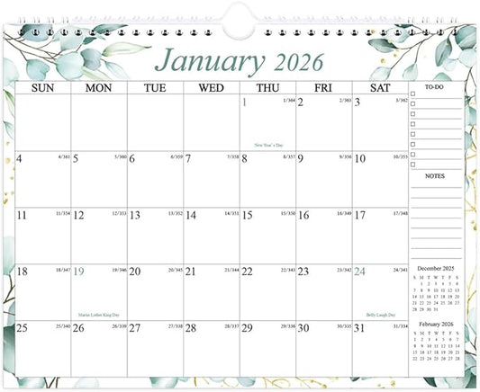 Calendar 2026-12 Months Wall Calendar from January 2026 to December 2026, 2026 Wall Hanging Calendar Planner with Thick Paper, 8.5" x 11", Teal Leaf