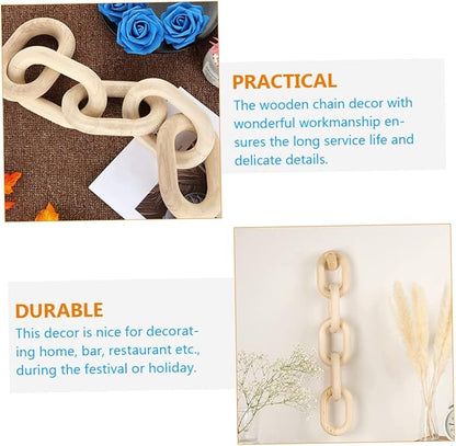 Rustic Link Chain Decor Wood Hanging Ornament for Home Bar and Bedroom for Modern Farmhouse and Bohemian Styles