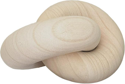 Wood Knot Decor Natural-2 Link Wooden Chain Link Coffee Table Wooden Knot Decorative Boho Farmhouse Rustic for Living Room Bookshelf Objects Ornament