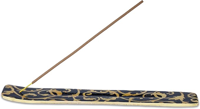 Yajna Traditional-Handmade-Burner Wooden-Incense-Stick-Strip-Holder Ash-Catcher-Stand for-Aromatherapy-Meditation-Yoga (Beautiful Mind) 10 Inches, Pack of 2