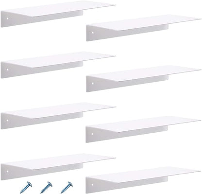 Blulu 8 Pcs Acrylic Floating Shelf, Invisible Wall Mounted Shelf for Book Plants Picture Makeup Record Display in Living Room, Bathroom, Bedroom, Kitchen, Office(14 x 5 x 2 Inches,White)