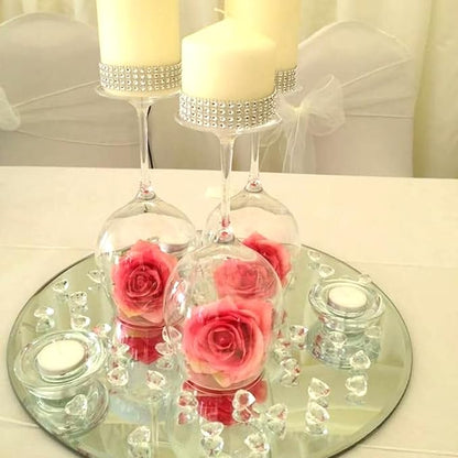 16Pack Round Mirror Plates for Centerpieces, 10inch Mirror Trays Flat Circle Mirrors for Tables Centerpieces, Circle Candle Plate Mirror Centerpiece Table Decorations for Wedding Decorations Party