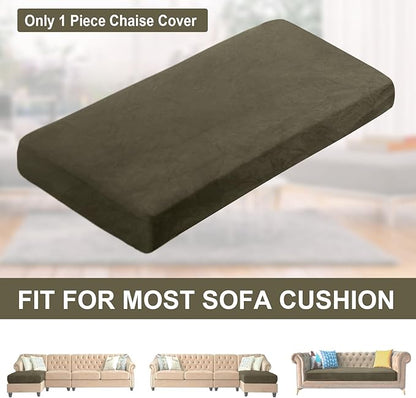 NAISI Sectional Couch Cover 1 Piece Velvet Separate Chaise Lounge Cover Soft Stretch Sofa Slipcovers for Left/Right Chaise Sectional Couch(Chaise Lounge,Olive Green)