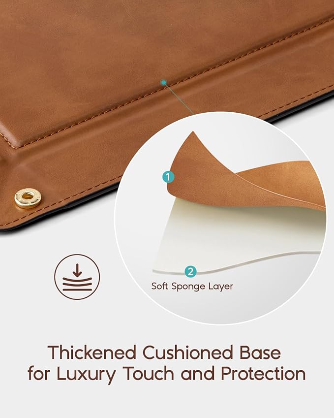 Valet Tray for Men Women, Nightstand Organizer Vanity Catchall Holder for Dresser Desk Storage Bedside, Travel PU Leather Jewelry Key Bowl Coin Watches and Candy Entryway Tray - Large, Light Brown