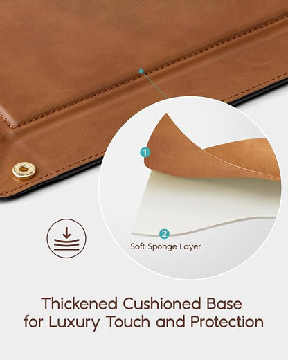 Valet Tray for Men Women, Nightstand Organizer Vanity Catchall Holder for Dresser Desk Storage Bedside, Travel PU Leather Jewelry Key Bowl Coin Watches and Candy Entryway Tray - Large, Light Brown