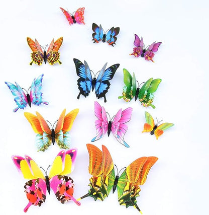 Somotersea 24Pcs 3D Butterfly Wall Decor - Removable Butterfly Decoration for Girls Room & Birthday Party - Colourful