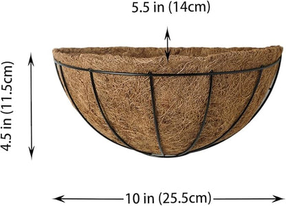 LX7 3-Pack Hanging & Wall-Mounted Plant Baskets with Natural Coconut Fiber Liner, Decorative Planters for Home Garden Patio Yard (3Pack HalfWall, 10Inch)